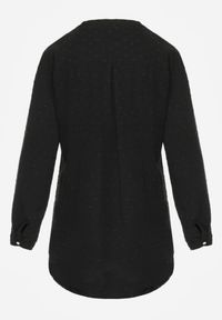 Renee - Czarna Bluzka z Guzikami z Tkaniny Plumeti Jorale. Kolor: czarny. Materiał: tkanina. Styl: elegancki #3