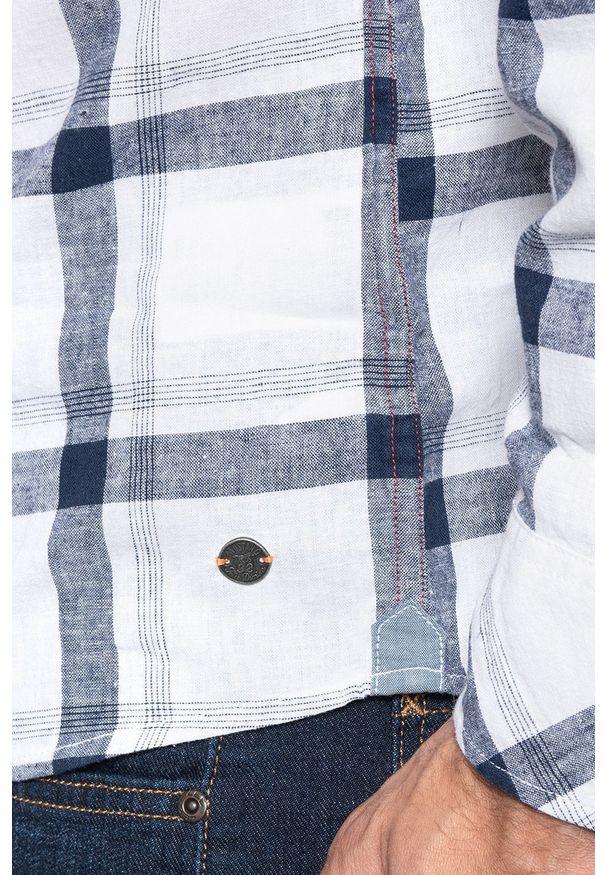 Mustang - MĘSKA KOSZULA MATERIAŁOWA MUSTANG CLEMENS LINEN CHECK 1009584 11746. Materiał: materiał