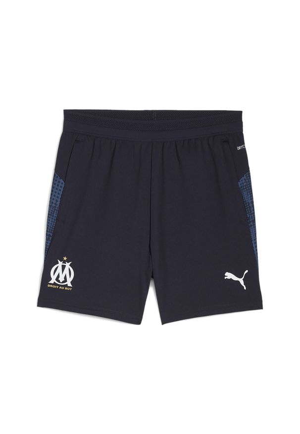 Puma - Młodzieżowe spodnie treningowe Olympique Marsylia PUMA New Navy White Blue. Kolor: niebieski, wielokolorowy, biały. Sport: piłka nożna