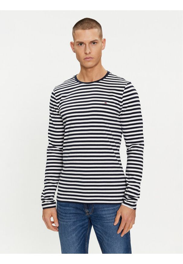 TOMMY HILFIGER - Tommy Hilfiger Longsleeve MW0MW10804 Granatowy Slim Fit. Kolor: niebieski. Materiał: bawełna. Długość rękawa: długi rękaw