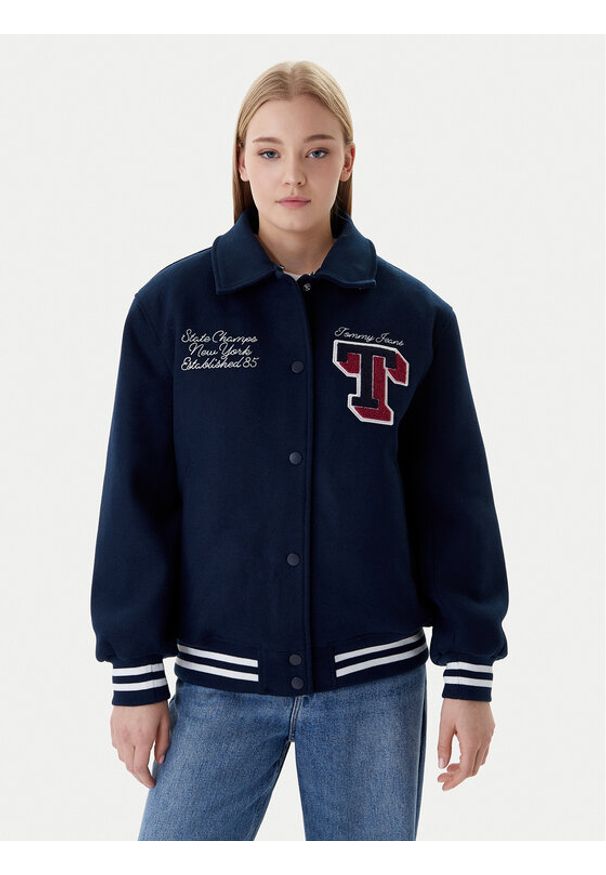 Tommy Jeans Kurtka bomber Varsity DW0DW22051 Granatowy Relaxed Fit. Kolor: niebieski. Materiał: syntetyk