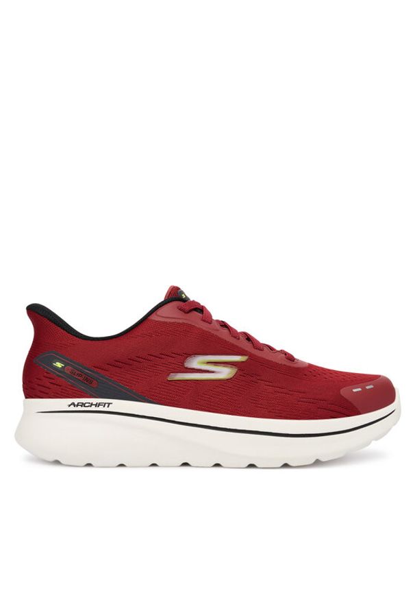 skechers - Skechers Sneakersy Go Walk Arch Fit N-Joy 217075 DKRD Bordowy. Kolor: czerwony. Materiał: materiał