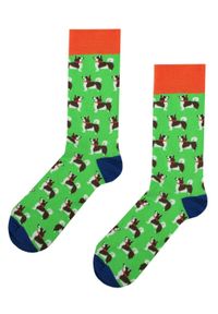 His Story - Skarpetki Bawełniane - Tematyczne - Zielone w Pieski. Kolor: zielony. Materiał: elastan, bawełna, poliamid #3
