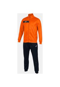 Dres do piłki nożnej męski Joma Columbus. Kolor: czarny, pomarańczowy, wielokolorowy. Materiał: dresówka. Sport: piłka nożna