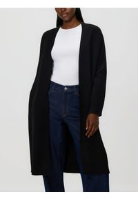 Reserved - Długi kardigan z wiskozą - czarny. Kolor: czarny. Materiał: wiskoza. Długość: długie #1