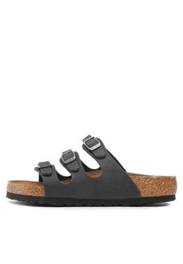 Birkenstock Klapki Florida 1011445 Czarny. Kolor: czarny. Materiał: skóra