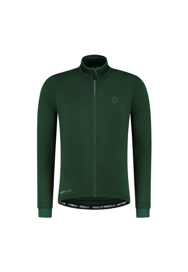 ROGELLI - Ocieplana koszulka rowerowa ESSENTIAL z długim rękawem. Kolor: zielony. Długość rękawa: długi rękaw. Długość: długie