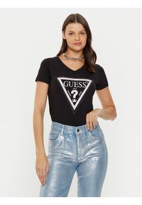 Guess T-Shirt W5RI21 J1314 Czarny Regular Fit. Kolor: czarny. Materiał: bawełna