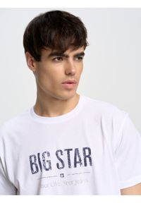 Big-Star - Koszulka męska o klasycznym kroju Bruno 101. Kolor: biały. Materiał: bawełna. Długość rękawa: krótki rękaw. Długość: krótkie. Wzór: nadruk, napisy. Styl: klasyczny #9