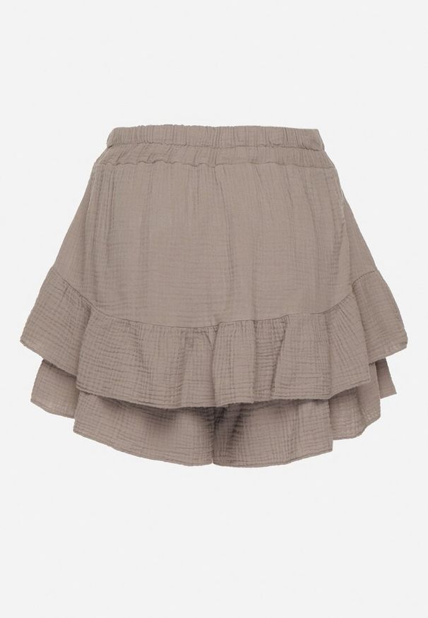 Born2be - Beżowe Bawełniane Spódnico-Szorty z Falbankami Turena. Okazja: na co dzień. Kolor: beżowy. Materiał: bawełna. Sezon: lato. Styl: casual, elegancki
