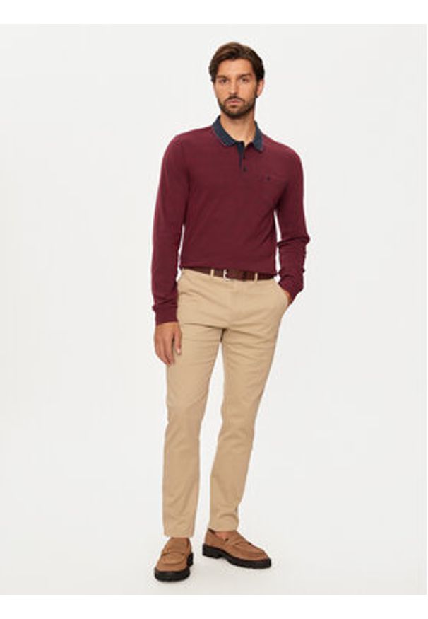 Pierre Cardin Polo C5 30534.3048 Bordowy Regular Fit. Typ kołnierza: polo. Kolor: czerwony. Materiał: bawełna