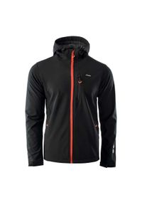 Elbrus - Męska Kurtka Soft Shell Iver. Kolor: czarny, pomarańczowy, wielokolorowy, szary. Materiał: softshell. Sport: turystyka piesza