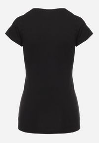 Born2be - Czarny Bawełniany T-shirt z Ozdobnym Nadrukiem Arofisa. Okazja: na co dzień. Kolor: czarny. Materiał: bawełna. Wzór: nadruk. Styl: casual #6