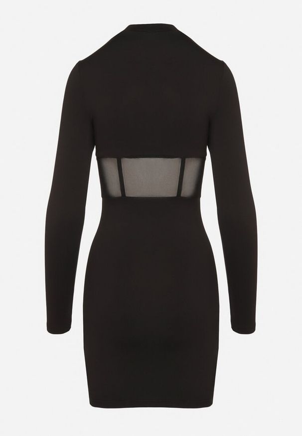 Born2be - Czarna Dopasowana Sukienka Vices Ozdobiona Gorsetową Przezroczystą Górą Axerne. Typ kołnierza: dekolt gorset. Kolor: czarny. Wzór: aplikacja. Typ sukienki: gorsetowe. Styl: klasyczny, elegancki