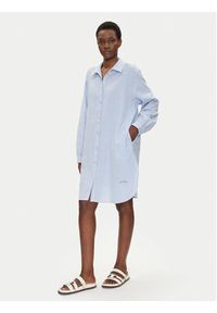 Iconique Sukienka koszulowa IC25-066 Błękitny Relaxed Fit. Kolor: niebieski. Materiał: bawełna. Typ sukienki: koszulowe #3