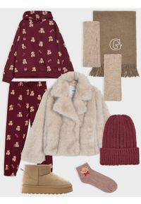 Sinsay - Spodnie jogger ze wzorem - bordowy. Kolor: czerwony #1