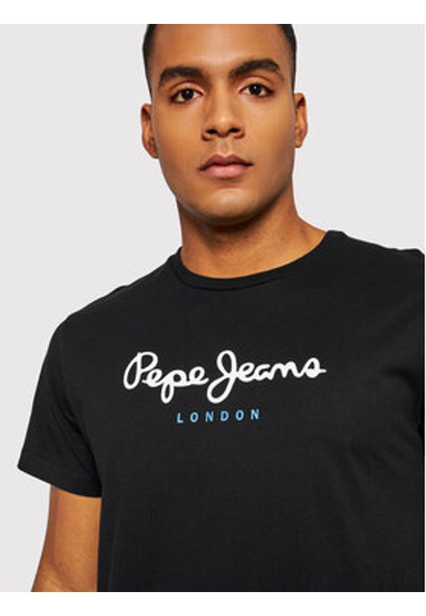 Pepe Jeans T-Shirt Eggo PM508208 Czarny Regular Fit. Kolor: czarny. Materiał: bawełna