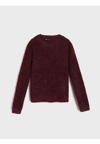 Sinsay - Sweter z futrzanym wykończeniem - różowy. Kolor: różowy. Materiał: futro