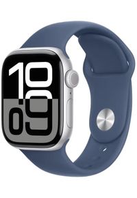 APPLE - Watch Apple Watch Series 10 GPS 42mm Silver Aluminium Case with Sport Band M/L - Denim. Materiał: denim. Styl: sportowy