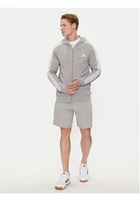 Adidas - adidas Bluza Essentials French Terry 3-Stripes Full-Zip Hoodie IC9833 Szary Regular Fit. Kolor: szary. Materiał: bawełna #4