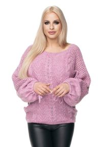 PeeKaBoo - Sweter z miękkiej przędzy z wełną ażurowe rękawy. Materiał: wełna. Wzór: ażurowy #1