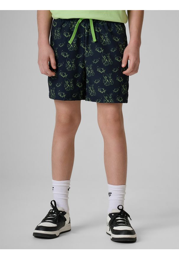 4f - 4F Spodenki plażowe boardshorty chłopięce - czarne 158/164 (12-14 lat). Kolor: czarny. Materiał: materiał