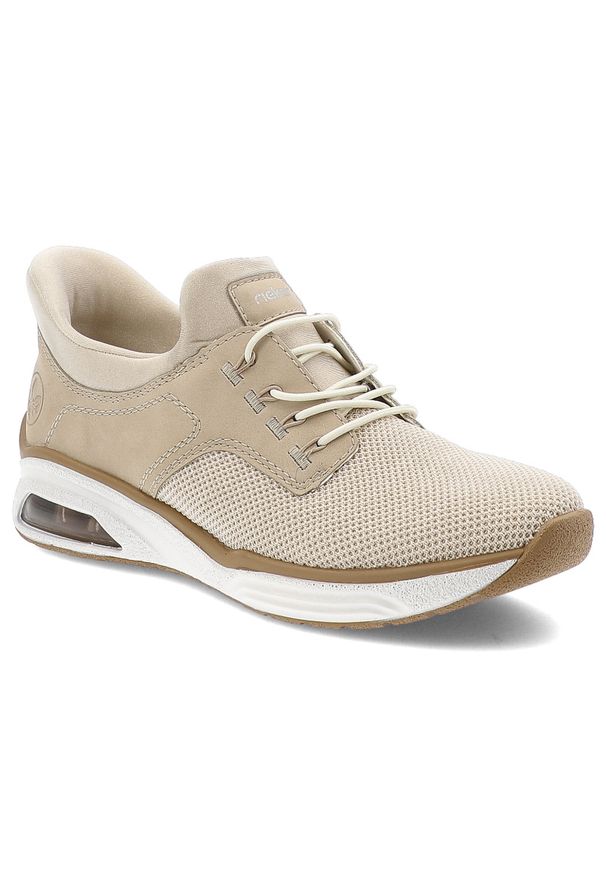 Beżowe Sneakersy Rieker Stylowe Wsuwane Obuwie Damskie. Okazja: na co dzień. Zapięcie: bez zapięcia. Kolor: beżowy. Materiał: materiał. Szerokość cholewki: normalna. Sport: turystyka piesza