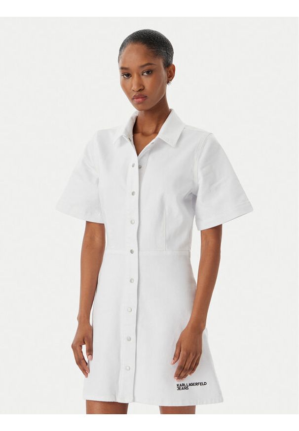 Karl Lagerfeld Jeans Sukienka jeansowa B2W13056 Biały Regular Fit. Kolor: biały. Materiał: bawełna