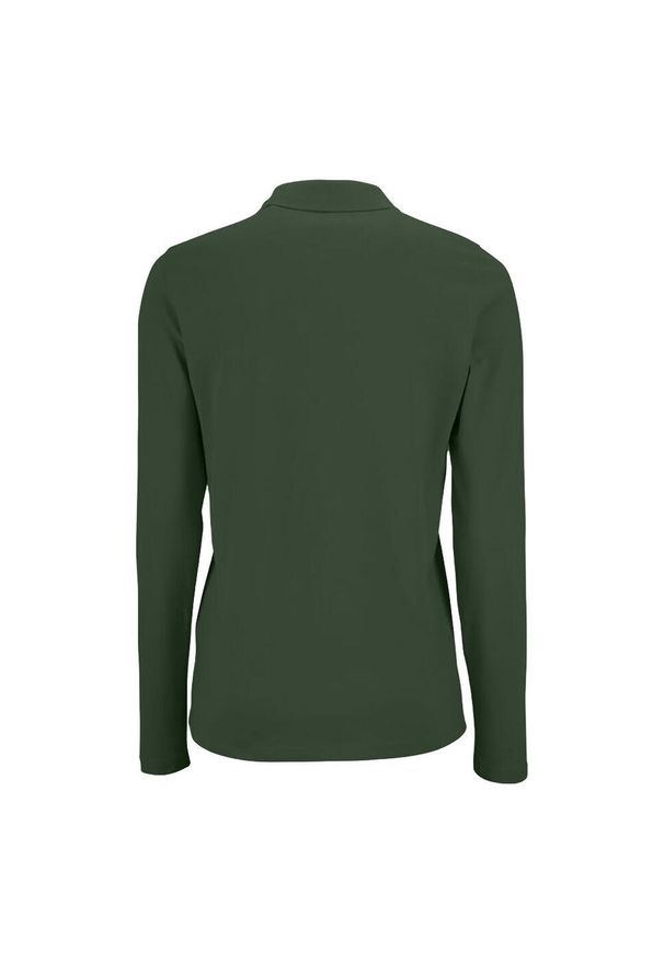 SOL'S - Damska Koszulka Polo Z Długim Rękawem Perfect Pique. Typ kołnierza: polo. Kolor: zielony. Długość rękawa: długi rękaw. Długość: długie