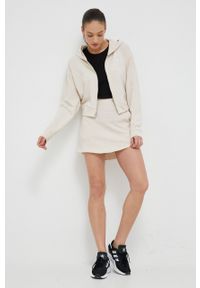 DKNY - Dkny bluza damska kolor beżowy z kapturem gładka. Typ kołnierza: kaptur. Kolor: beżowy. Wzór: gładki #3