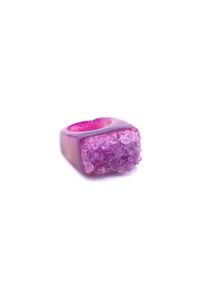 Brazi Druse Jewelry - Pierścionek Agat Druza Różowa rozmiar 16. Kolor: różowy. Kamień szlachetny: agat