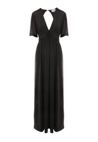 Born2be - Czarna Sukienka Naude. Okazja: na ślub cywilny, na wesele. Kolor: czarny. Wzór: jednolity, gładki, kolorowy. Typ sukienki: rozkloszowane. Styl: wizytowy, elegancki. Długość: maxi #4