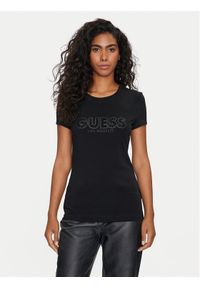 Guess T-Shirt W4GI14 J1314 Czarny Slim Fit. Kolor: czarny. Materiał: bawełna