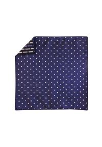 Modini - Granatowa poszetka w kropki EC11. Kolor: niebieski. Materiał: żakard, tkanina. Wzór: kropki #1