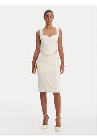 Fracomina Sukienka koktajlowa FR26SD2017W42901 Écru Slim Fit. Kolor: kremowy. Materiał: syntetyk. Styl: wizytowy #6