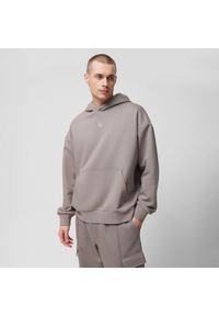 outhorn - Bluza oversize z kapturem męska - szara. Typ kołnierza: kaptur. Kolor: szary. Materiał: bawełna, poliester, materiał, dresówka, dzianina. Wzór: nadruk #5