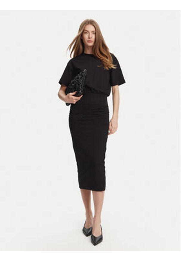 Marella Sukienka codzienna Ileana 2513621014 Czarny Slim Fit. Okazja: na co dzień. Kolor: czarny. Materiał: bawełna. Typ sukienki: proste. Styl: casual