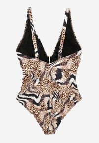 Born2be - Panterkowy Jednoczęściowy Strój Kąpielowy z Marszczeniem w Talii Pasiniassi. Wzór: aplikacja #3