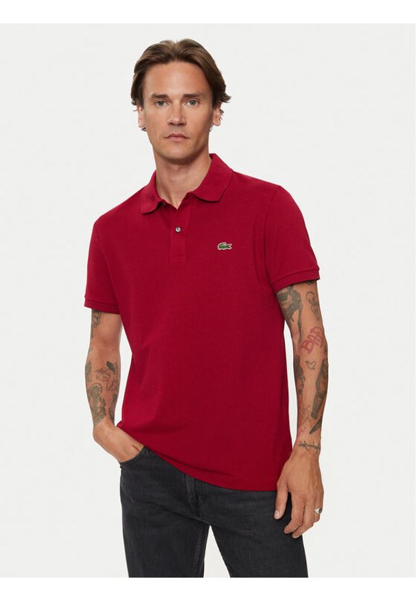 Lacoste Polo PH4012 Bordowy Slim Fit. Typ kołnierza: polo. Kolor: czerwony. Materiał: bawełna