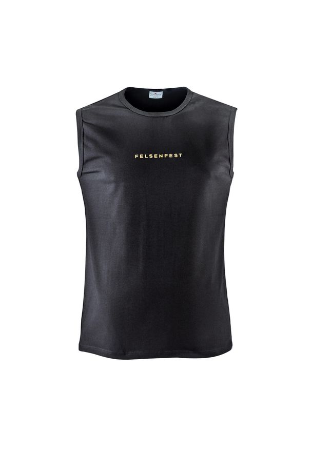 FELSENFEST - Tank-top Męski Only Way is Up. Kolor: czarny. Materiał: lycra, bawełna. Długość rękawa: bez rękawów. Wzór: nadruk. Sport: wspinaczka