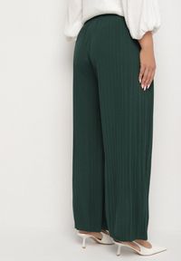 Born2be - Zielone Szerokie Spodnie z Plisowanej Tkaniny z Gumką w Pasie Cesele. Kolekcja: plus size. Kolor: zielony. Materiał: tkanina. Styl: elegancki #6