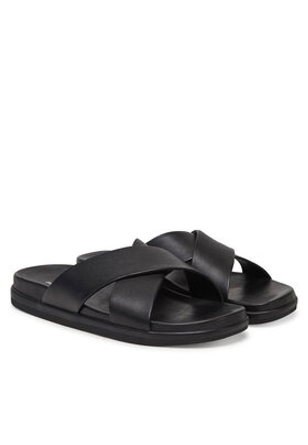 Jack & Jones - Jack&Jones Klapki Jfwverona 12275239 Czarny. Kolor: czarny. Materiał: skóra