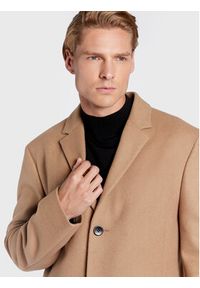 Calvin Klein Płaszcz przejściowy K10K110462 Brązowy Regular Fit. Kolor: brązowy. Materiał: wełna