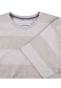 Dzianinowy T-Shirt Męski - Brave Soul - Odcienie Beżu. Okazja: na co dzień. Kolor: beżowy, wielokolorowy, brązowy. Materiał: wiskoza, bawełna, poliester. Wzór: prążki, paski. Sezon: wiosna, lato. Styl: casual #2