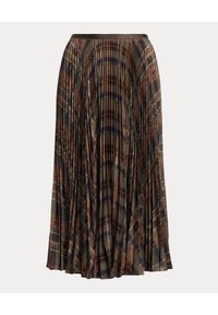Ralph Lauren - RALPH LAUREN - Plisowana spódnica midi w kratę. Kolor: brązowy. Materiał: materiał. Wzór: aplikacja #1