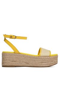 TOMMY HILFIGER - Tommy Hilfiger Espadryle Th Woven Platform Sandal FW0FW07345 Żółty. Kolor: żółty. Materiał: materiał. Obcas: na platformie