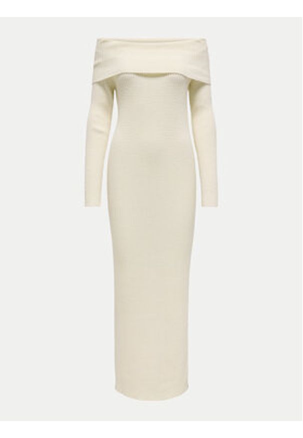 only - ONLY Sukienka dzianinowa Katia 15342132 Écru Regular Fit. Materiał: syntetyk