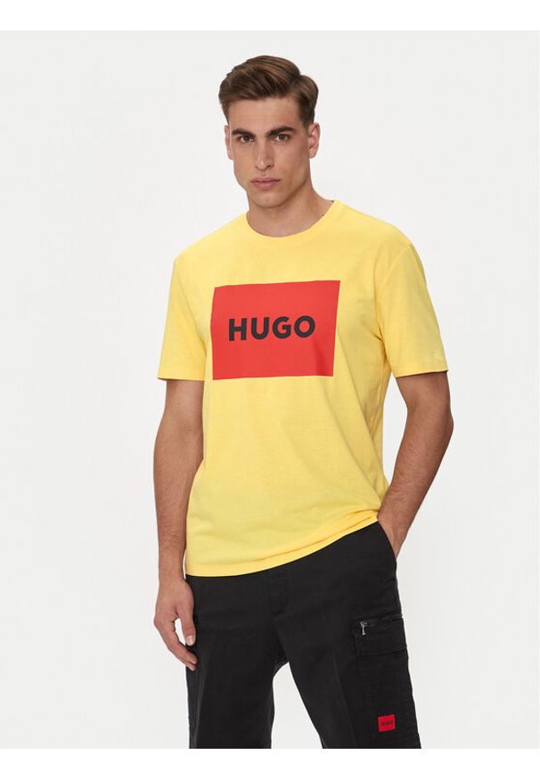 Hugo T-Shirt Dulive222 50467952 Żółty Regular Fit. Kolor: żółty. Materiał: bawełna