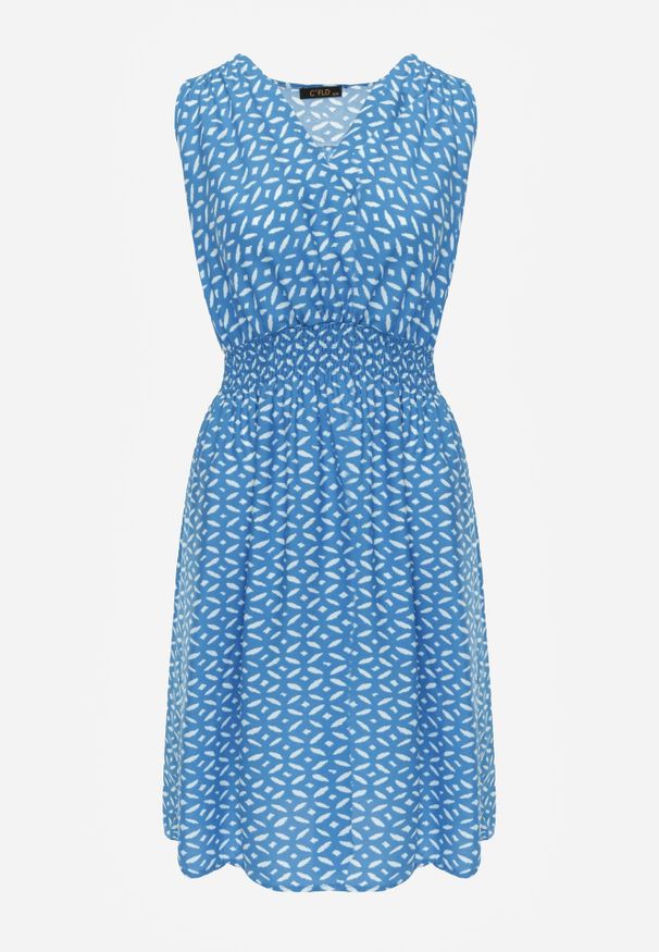 Born2be - Niebieska Sukienka Midi z Wiskozy z Cienkimi Gumkami w Pasie i Kopertowym Dekoltem Manni. Typ kołnierza: dekolt kopertowy. Kolor: niebieski. Materiał: wiskoza. Długość rękawa: bez rękawów. Wzór: kwiaty. Typ sukienki: kopertowe. Długość: midi