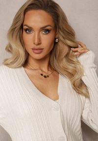 Renee - Jasnobeżowy 2-częściowy Komplet Dzianinowy z Sukienką i Kardiganem Mystice. Kolor: beżowy. Materiał: dzianina